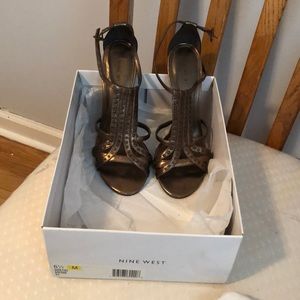 Bronze strappy heels